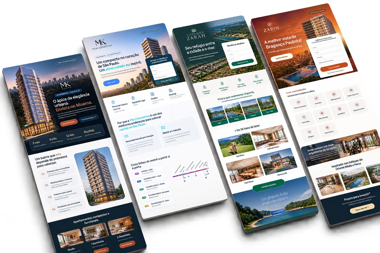 Landing pages de alta conversão criadas pela Growth S/A para incorporadoras e empresas
