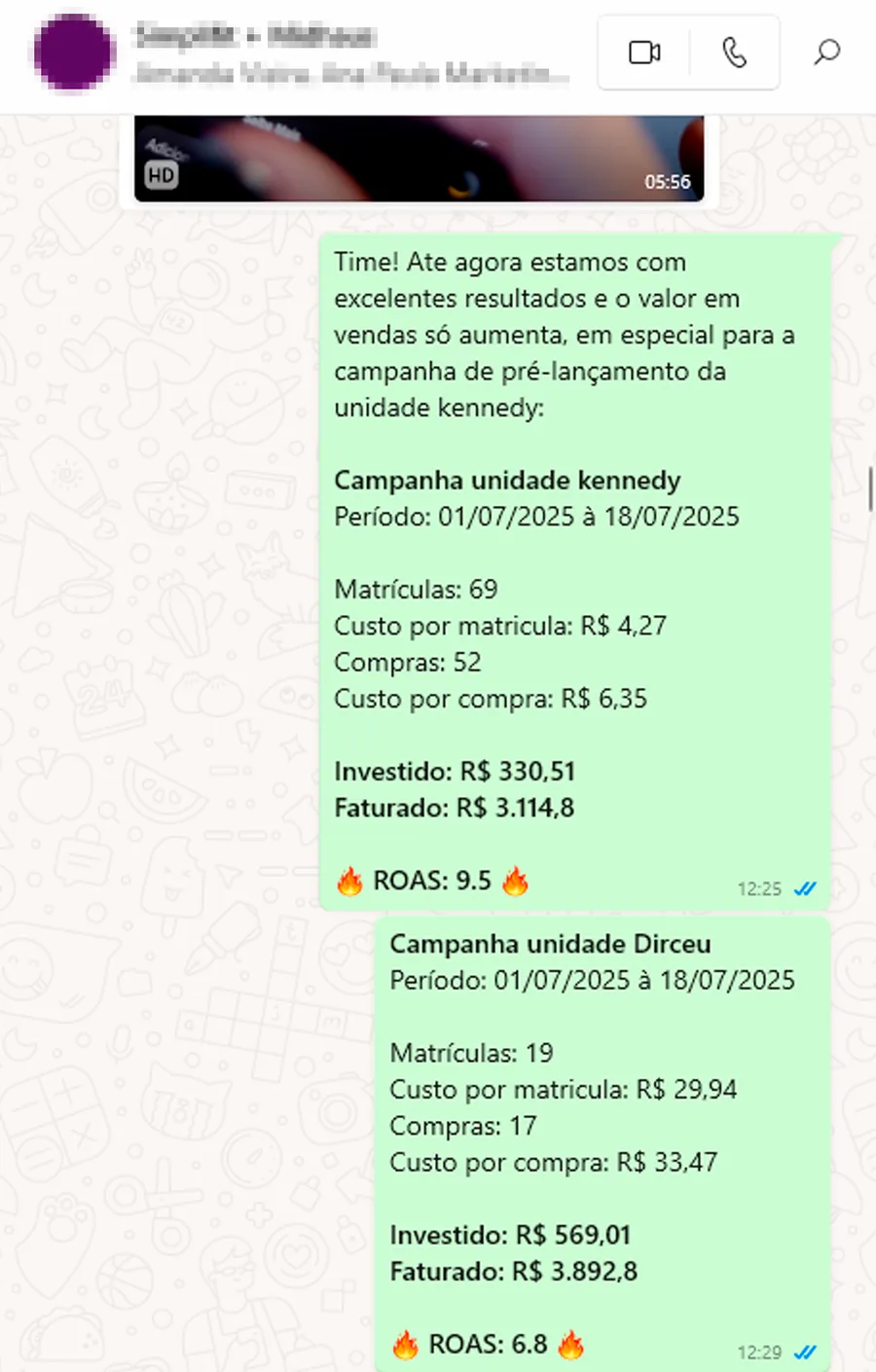 Depoimento WhatsApp - ROAS 9.5
